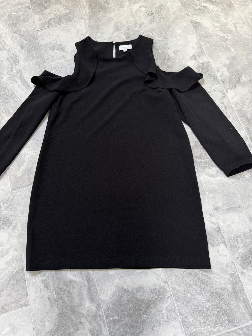 Mud Pie Black Cold-Shoulder Ruffle  Dress